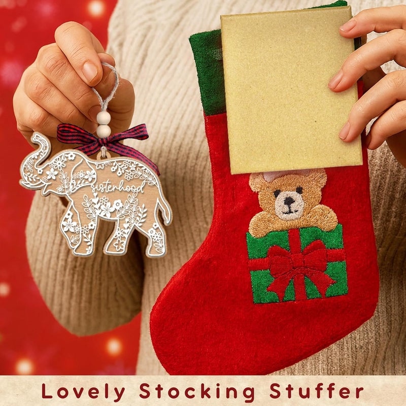 TEEBIM Elephant Ornaments - Elephant Gifts for Women - Best Friend Friendship Gifts for Women - Sisterhood, Friendship Ornament - Friends Gift for Christmas - Wood & Acrylic Ornament with Card​ - Image 5